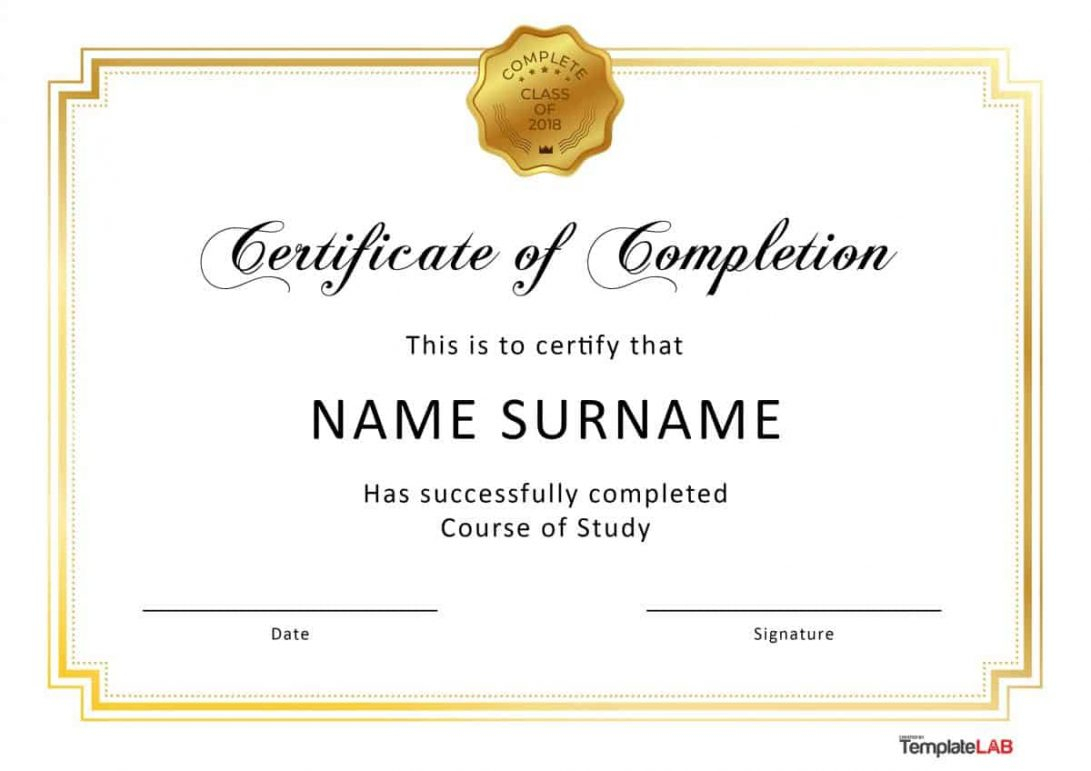 Sample Certificates For Completion Of Course Courses 40 With Training Certificate Template Word Format