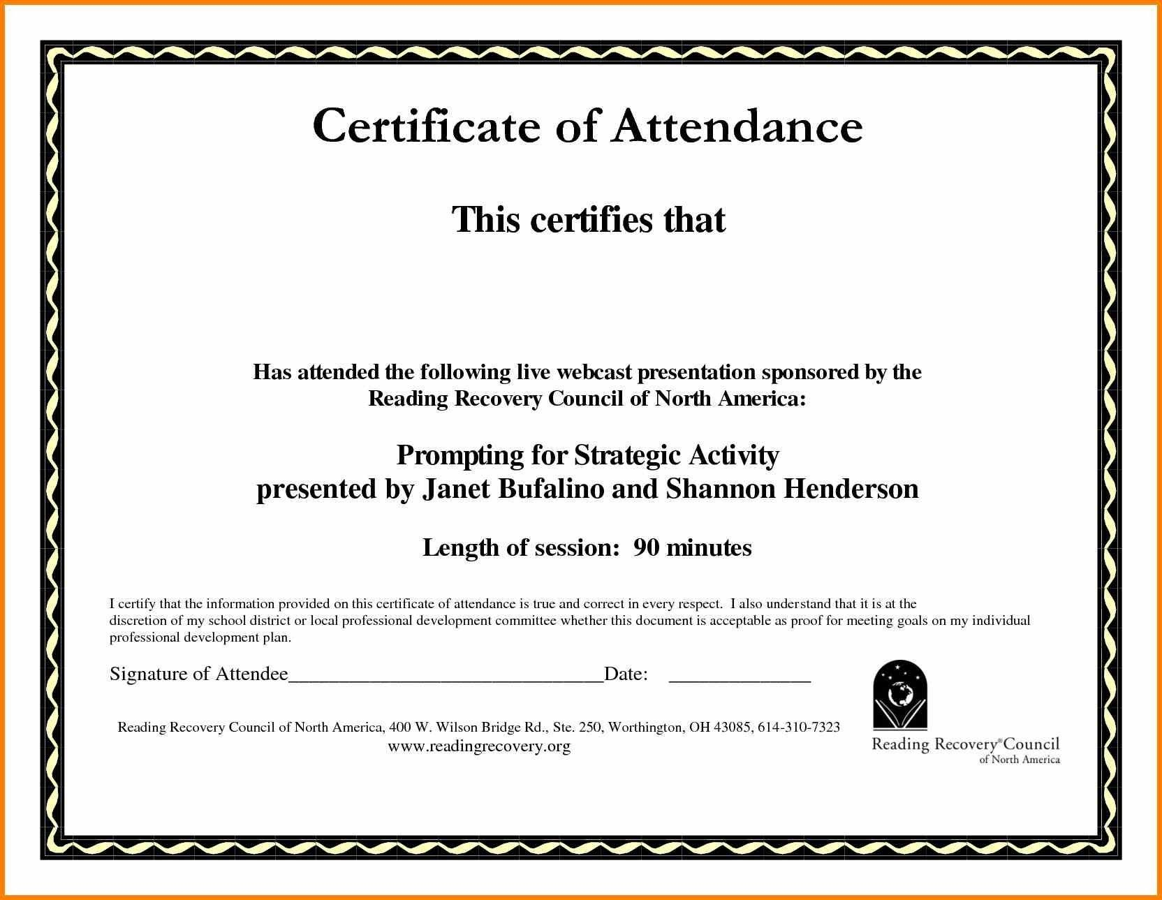 Sample Computer Course Completion Certificate Fres Beautiful Throughout Certificate Of Attendance Conference Template