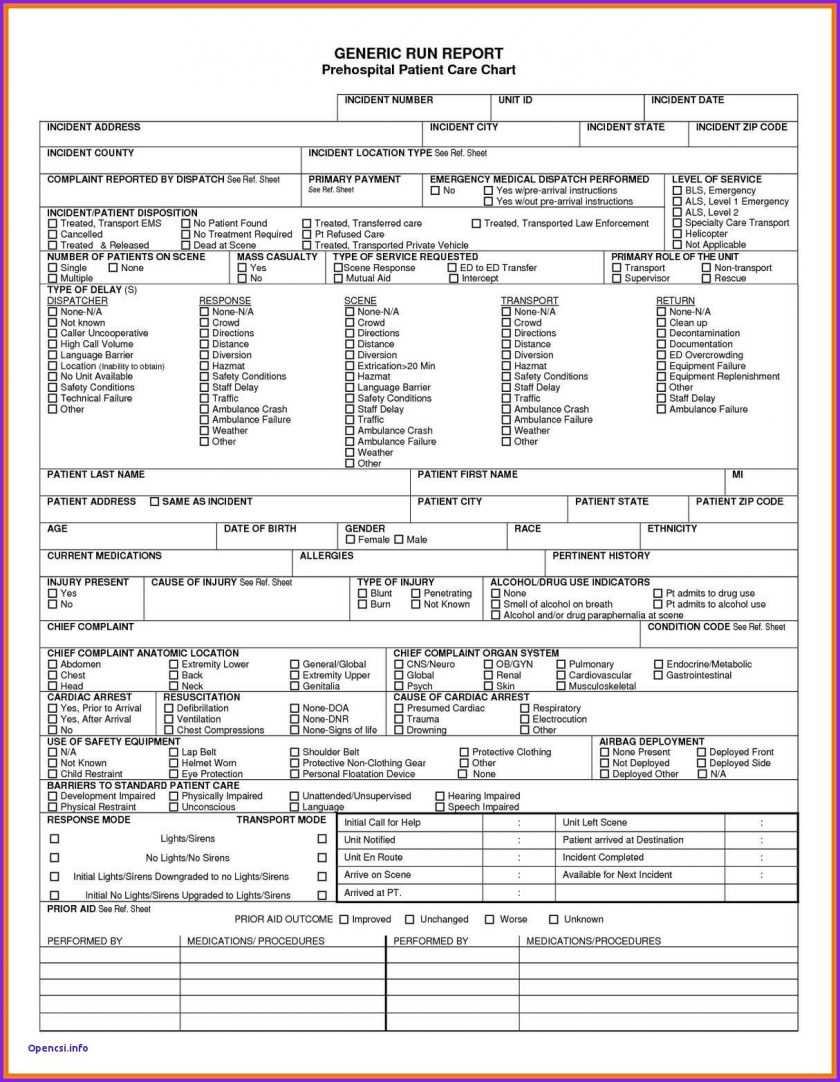 Sample Patient Care Report For Patient Care Report Template