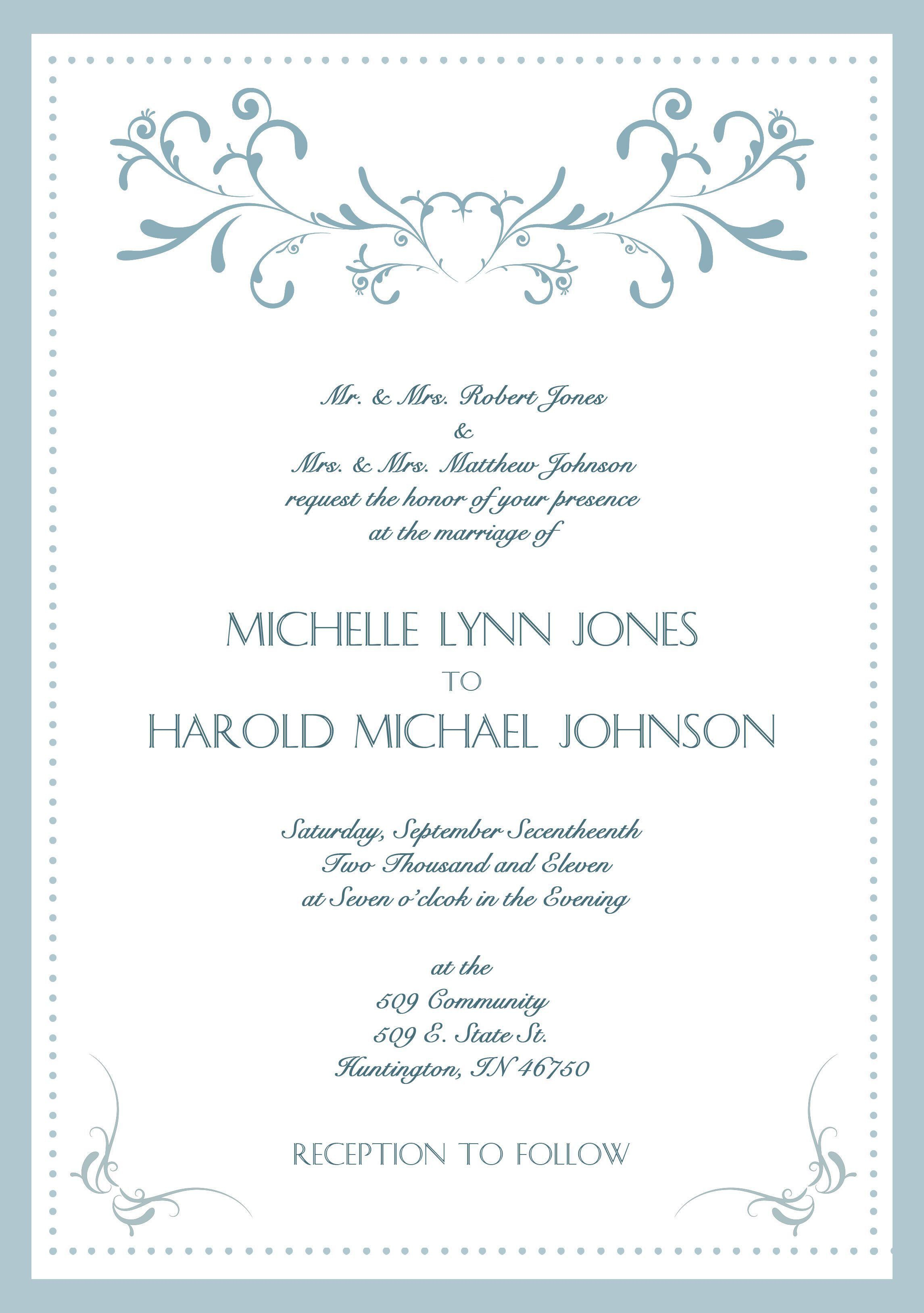 Sample Wedding Invitation Cards In English | Wedding Pertaining To Sample Wedding Invitation Cards Templates
