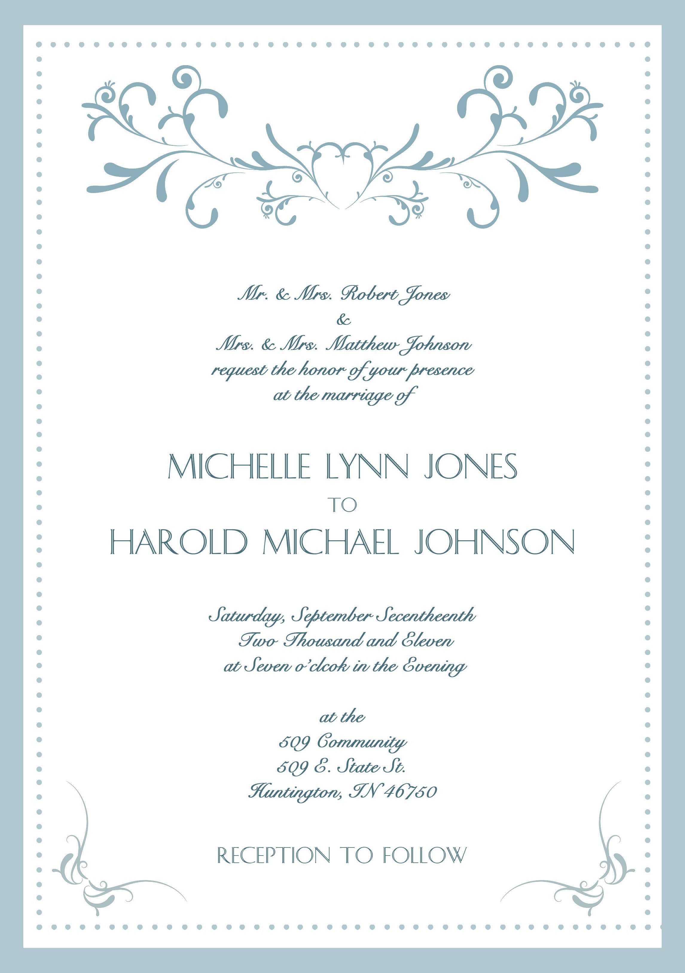 Sample Wedding Invitation Cards In English | Wedding Pertaining To Sample Wedding Invitation Cards Templates