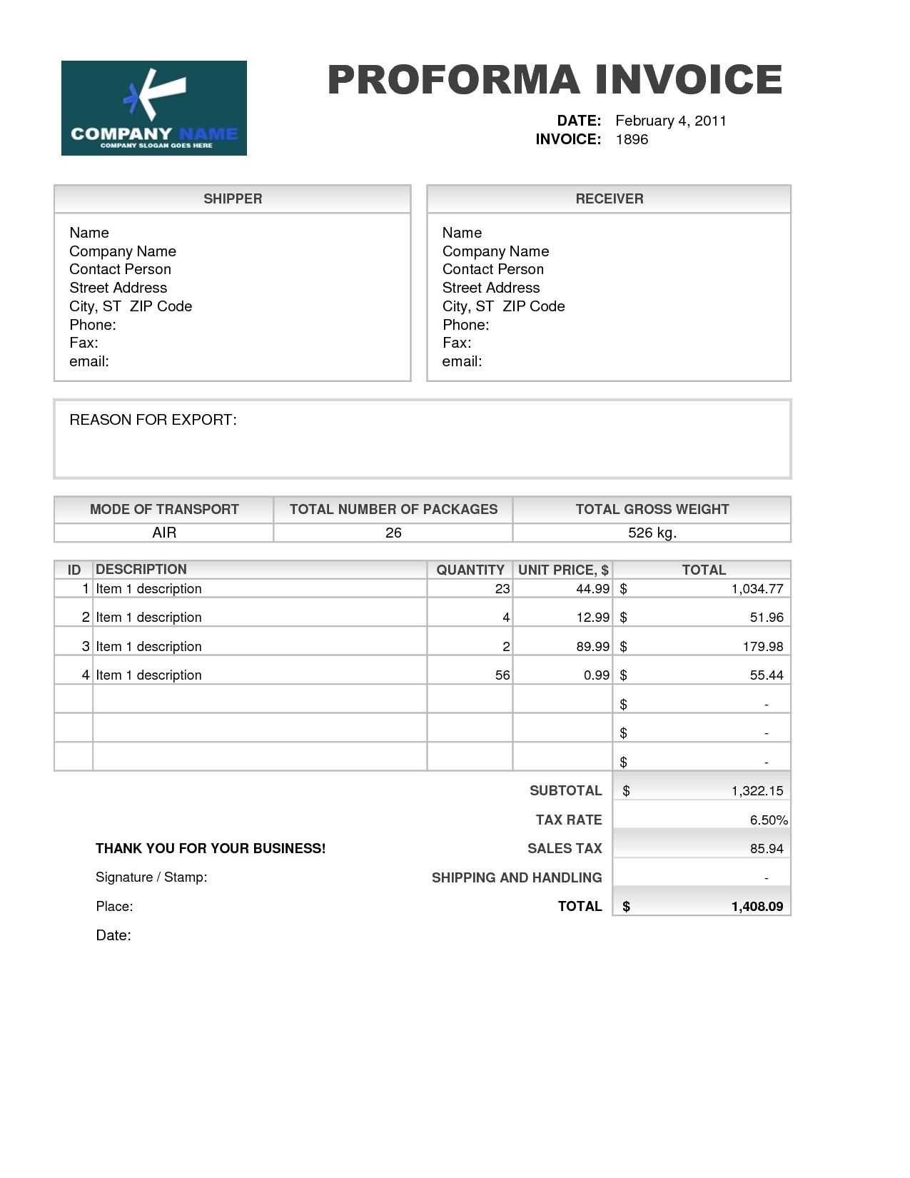 Samples Of Proforma Invoice Invoice Template Free 2016 Pertaining To Free Proforma Invoice Template Word