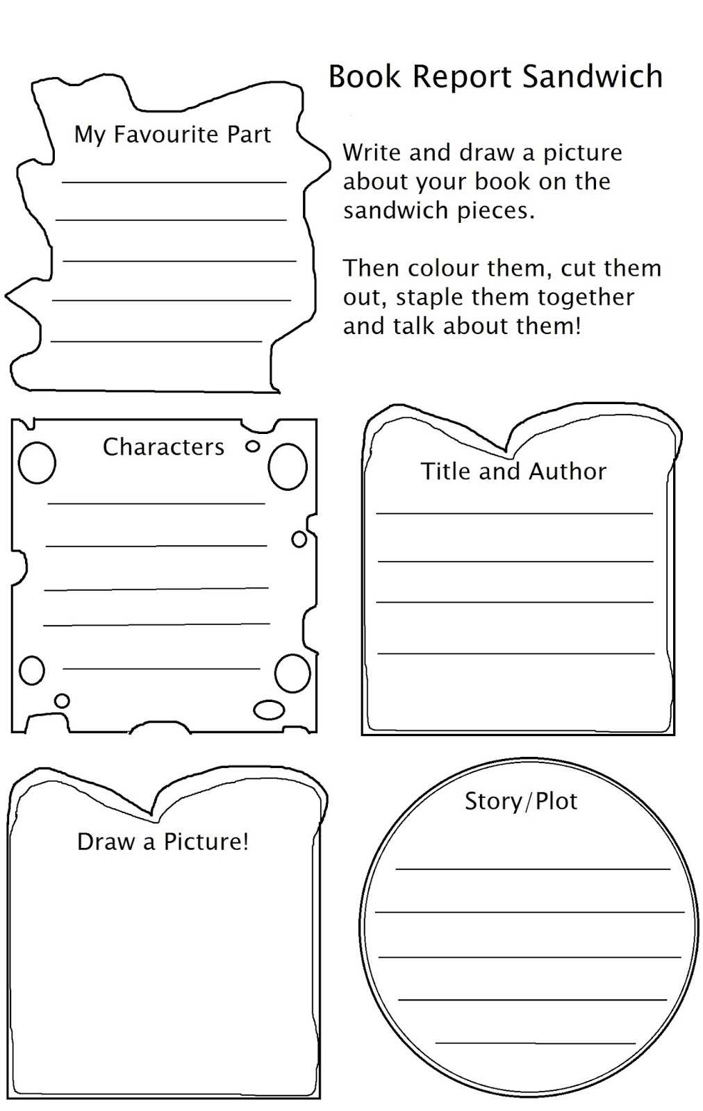 Sandwich Book Report Printable Template – Atlantaauctionco With Sandwich Book Report Template