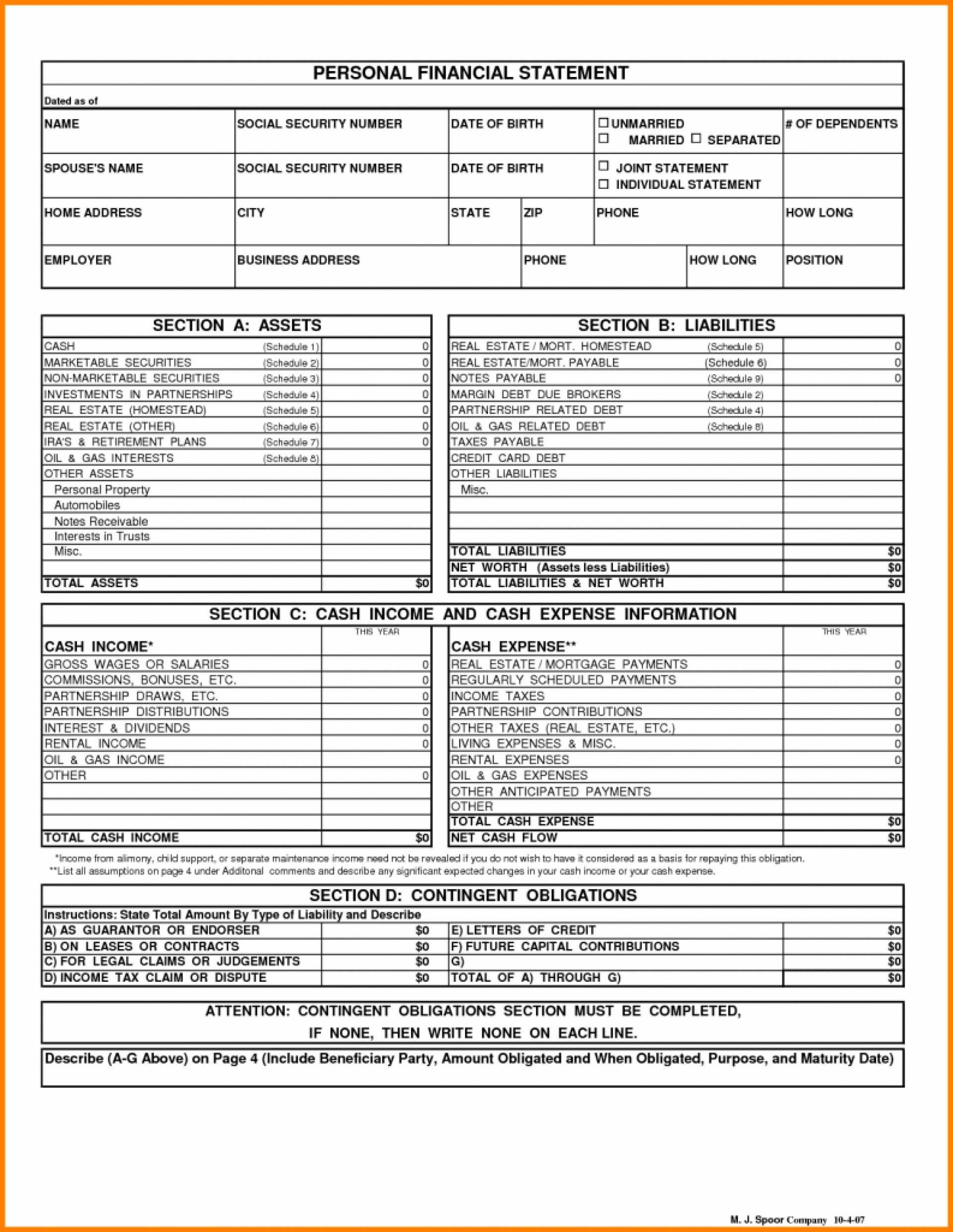 Sba Financial Statement Template Of 024 Template Ideas With Regard To Blank Personal Financial Statement Template