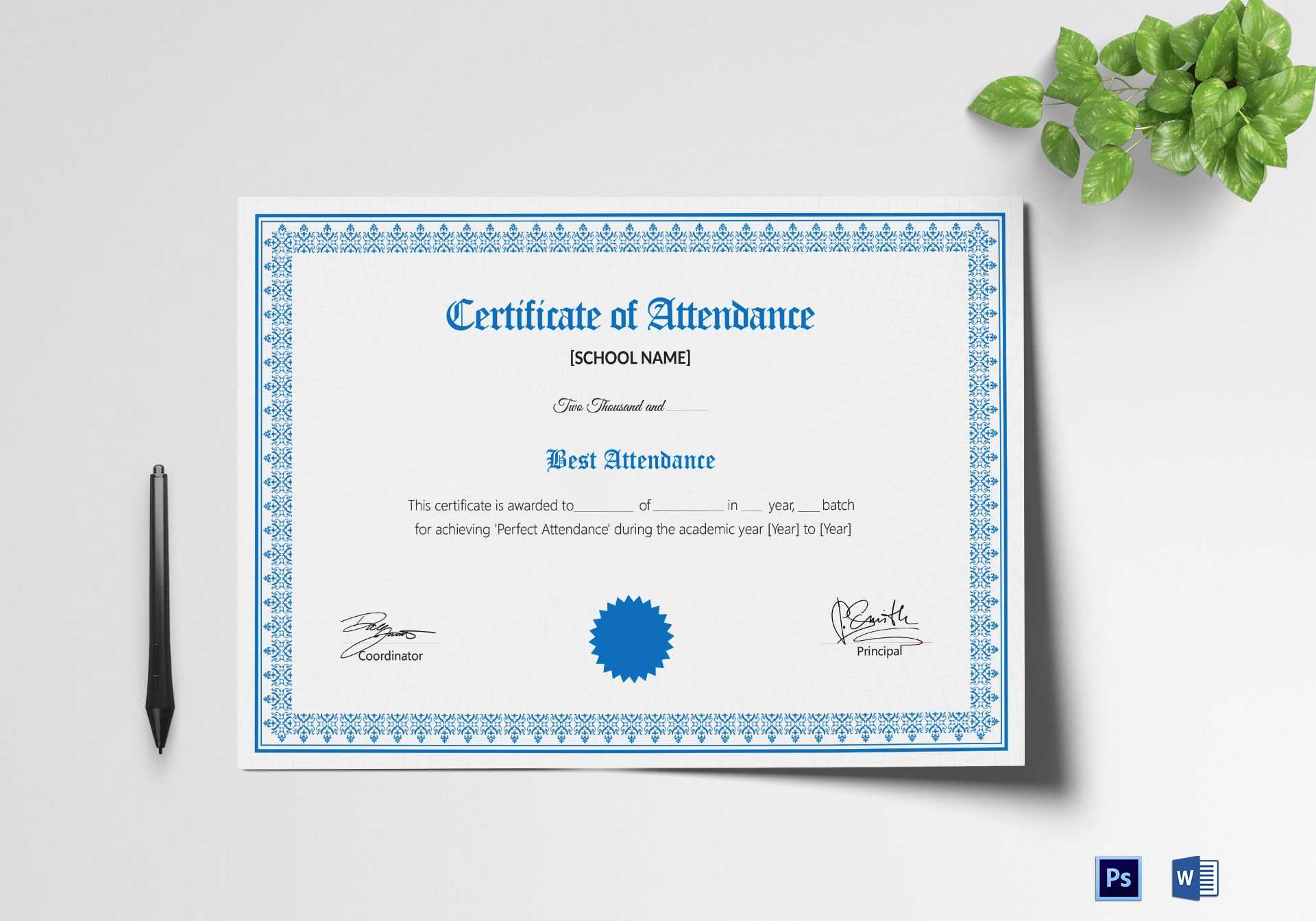 School Attendance Certificate Template For Mock Certificate Template