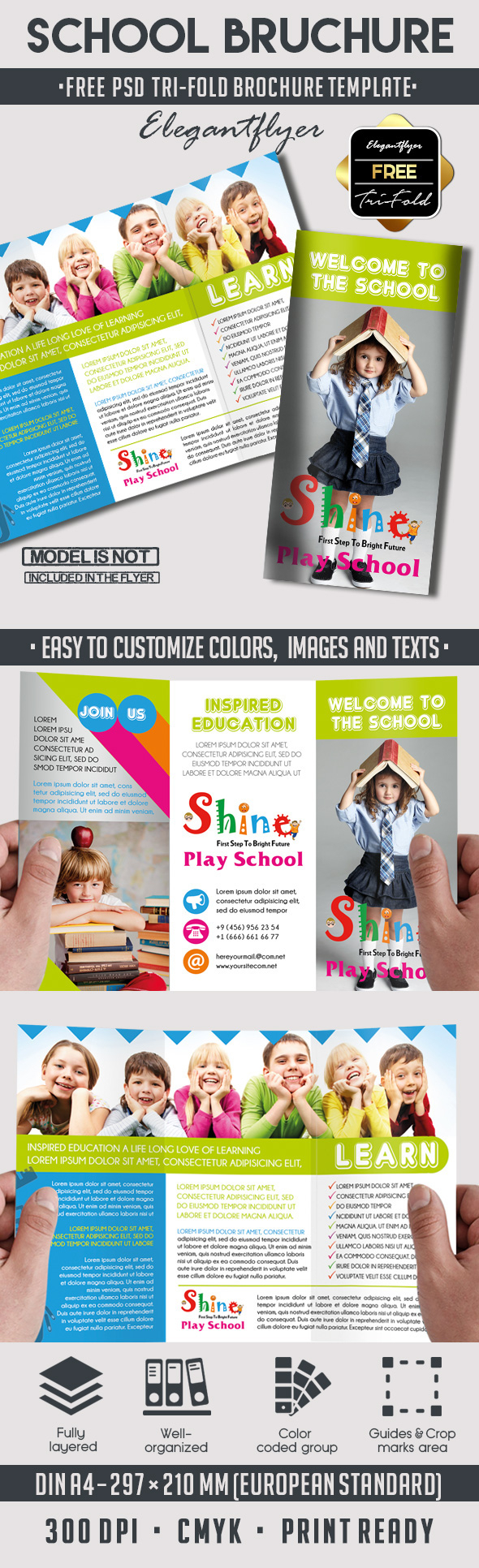 School – Free Psd Tri Fold Psd Brochure Template On Behance Throughout Play School Brochure Templates