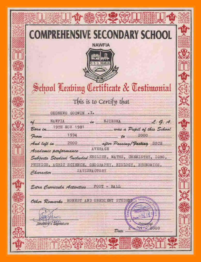 School Leaving Certificate Format.school Leaving Certificate Inside Leaving Certificate Template
