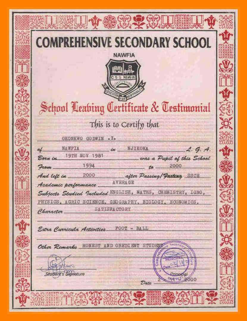 School Leaving Certificate Format.school Leaving Certificate Intended For School Leaving Certificate Template