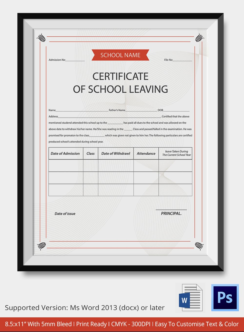 School Leaving Certificate Template | Certificate Templates Regarding Certificate Templates For School