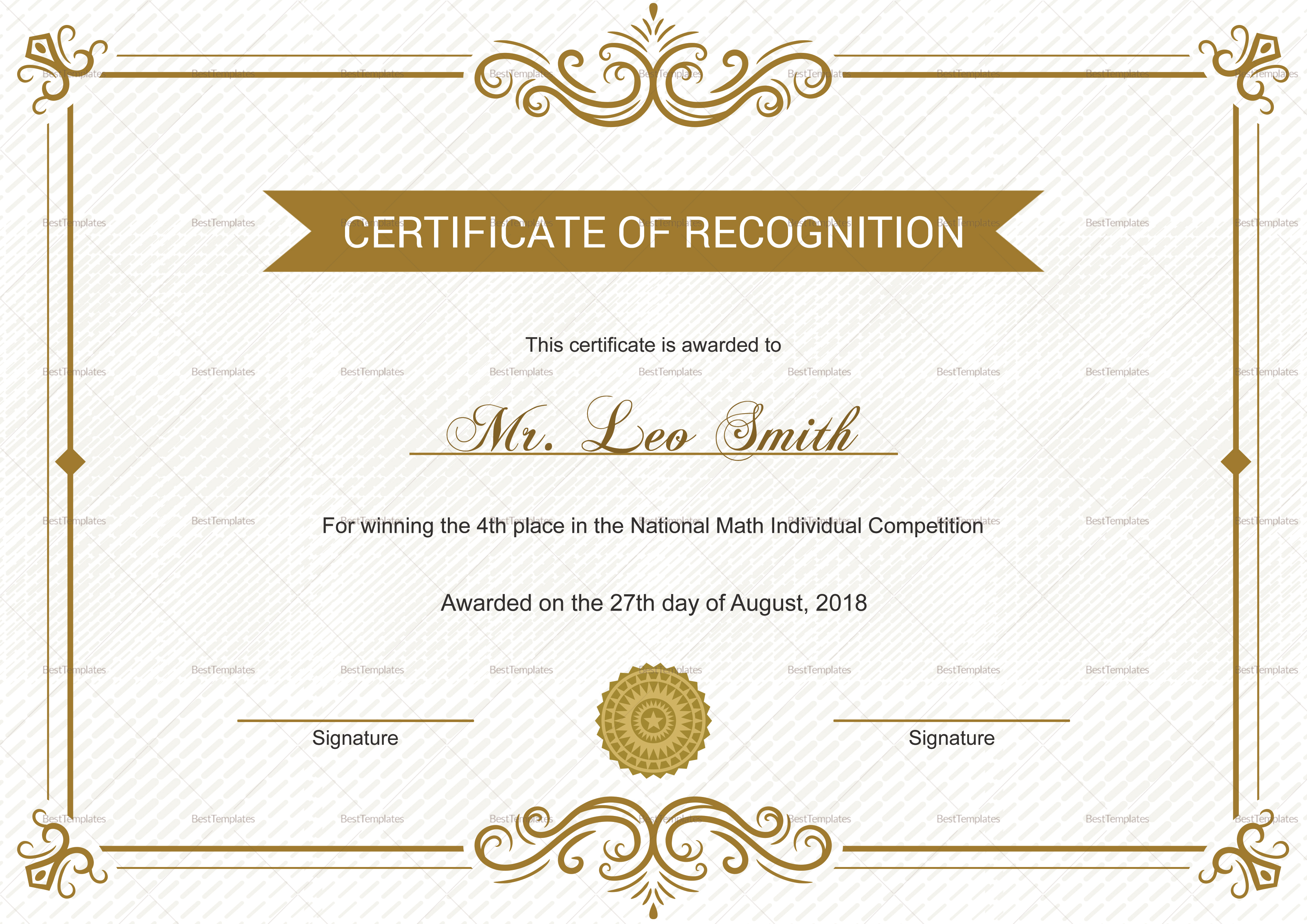 School Recognition Certificate Template Throughout Certificate Templates For School