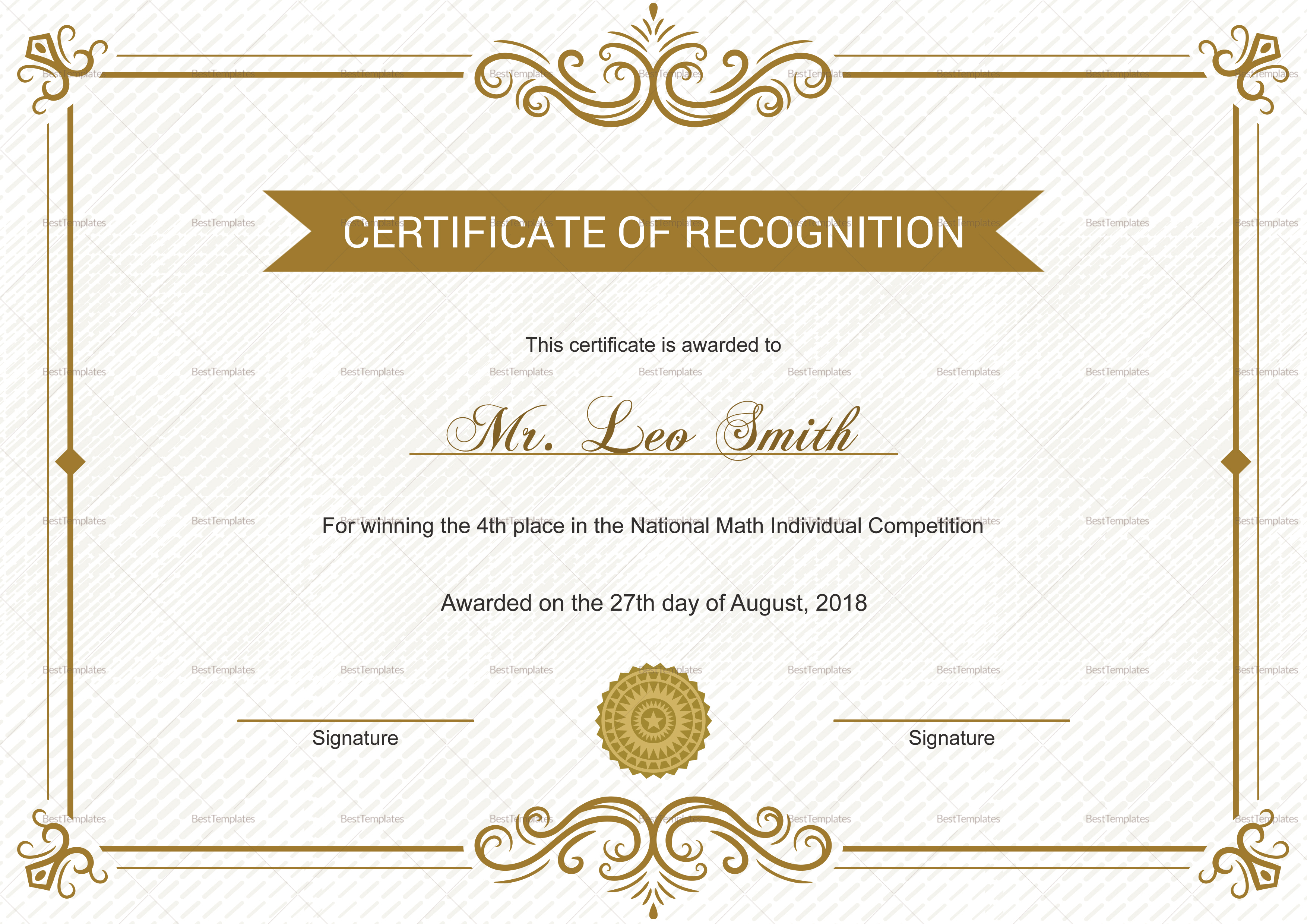 School Recognition Certificate Template Throughout Certificate Templates For School