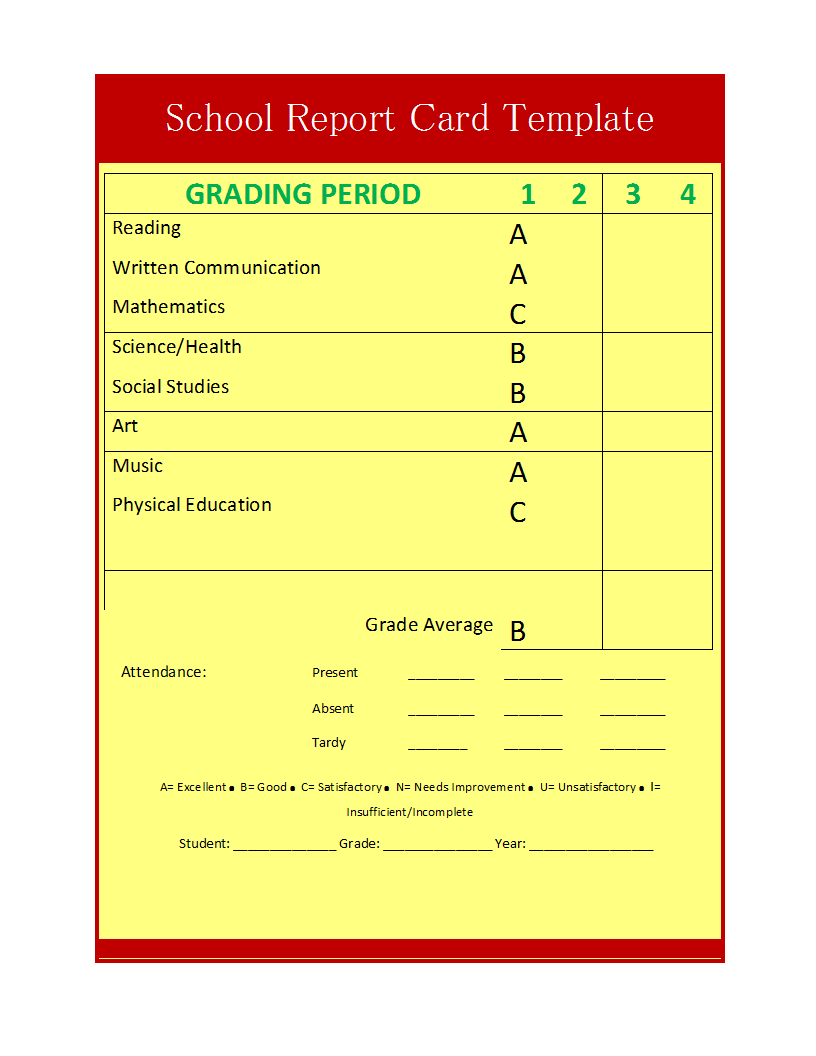 School Report Template With Student Grade Report Template
