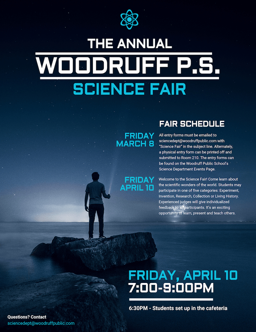 Science Fair Event Poster Template – Venngage Intended For Science Fair Banner Template