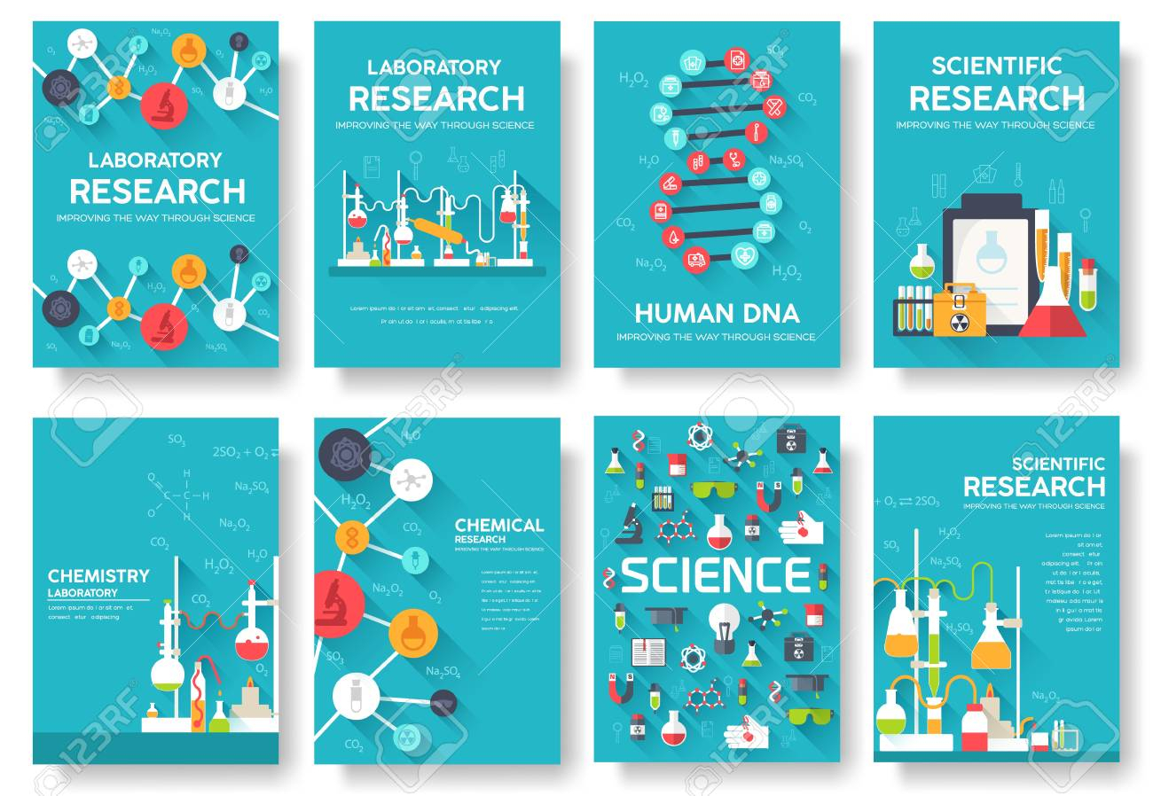 Science Information Cards Set. Laboratory Template Of Flyear,.. Intended For Science Fair Banner Template