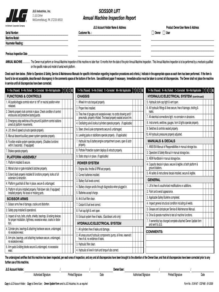 Scissor Lift Inspection Sheet Printable – Fill Online Pertaining To Machine Shop Inspection Report Template