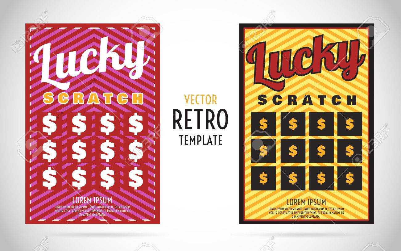 Scratch Off Lottery Card Or Ticket. Vector Color Design Template Pertaining To Scratch Off Card Templates