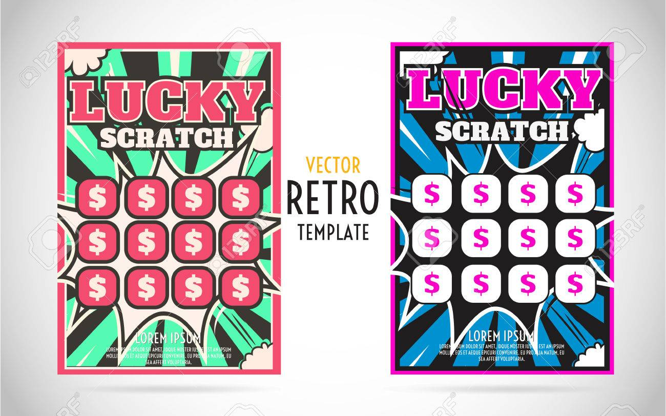 Scratch Off Lottery Card Or Ticket. Vector Color Design Template Within Scratch Off Card Templates