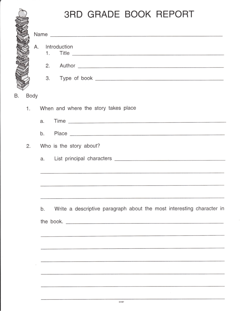 Book Report Template 2Nd Grade