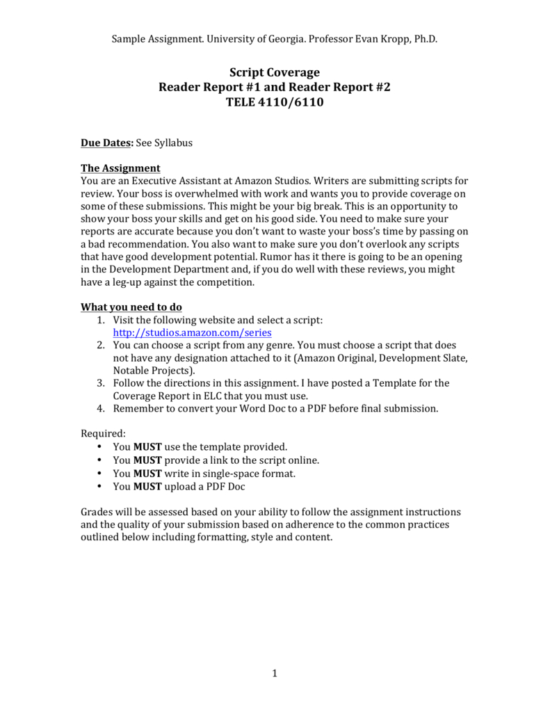 See A Sample Reader Report / Coverage Assignment Within Assignment Report Template