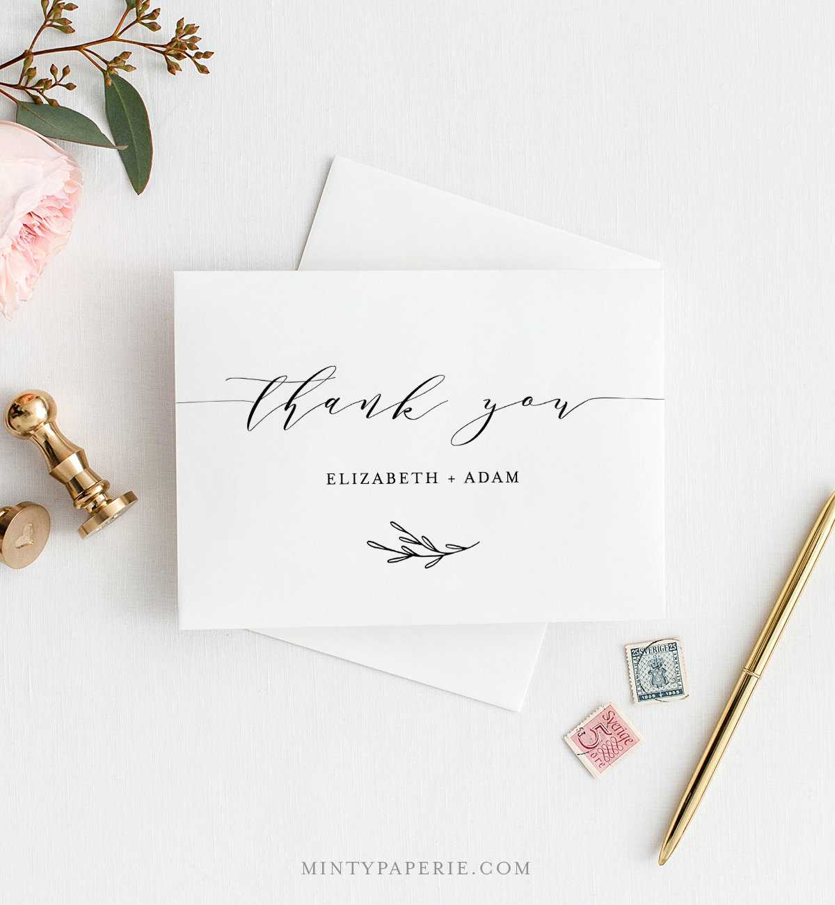 Self Editing Thank You Template, Folded Thank You Note With Regard To Thank You Note Card Template