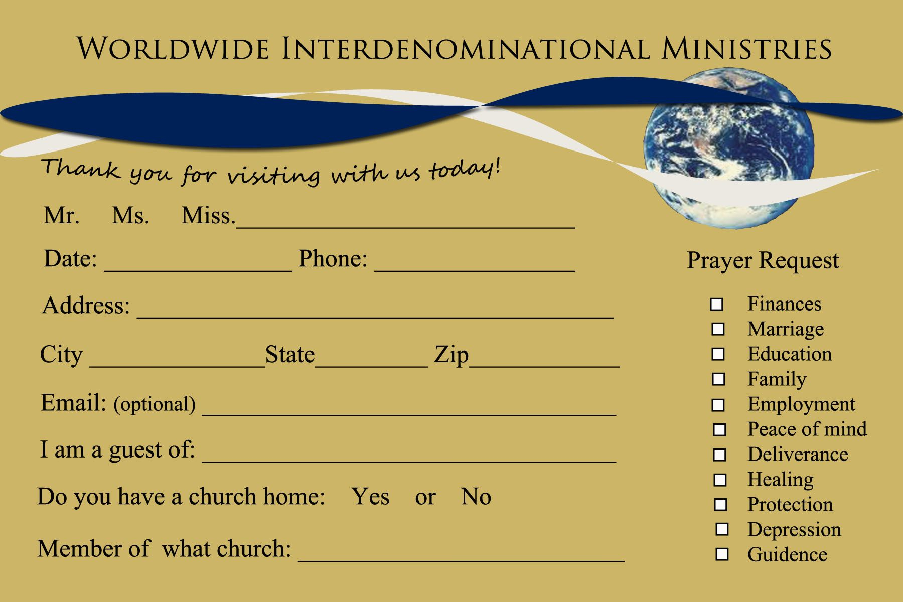 Send Your First Time Church Visitor A Followup Letter In Church Visitor Card Template