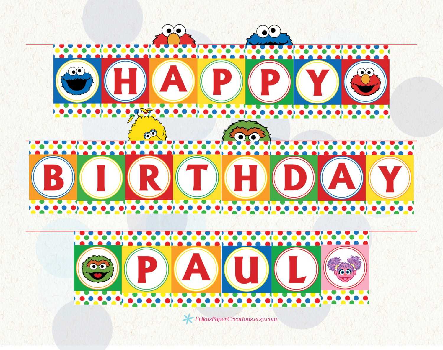 Sesame Street Printable Birthday Banner With Name In Sesame Street Banner Template