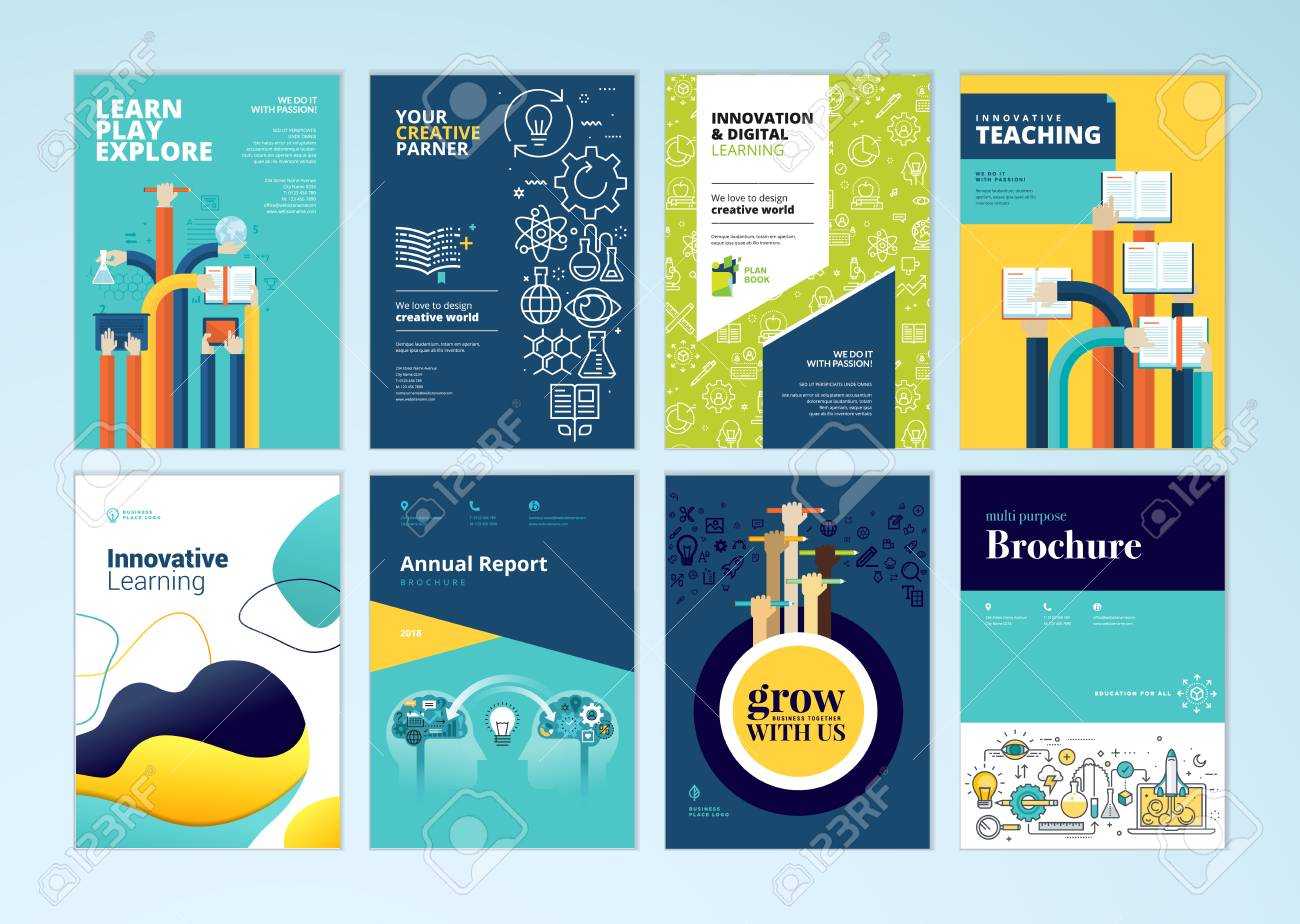 Set Of Brochure Design Templates On The Subject Of Education,.. In School Brochure Design Templates