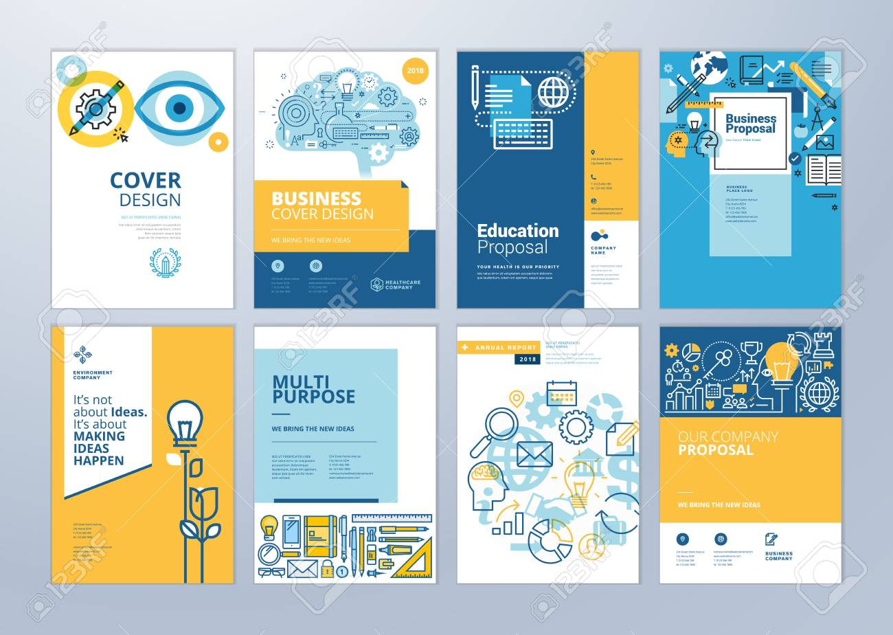 Set Of Brochure Design Templates On The Subject Of Education,.. With Regard To Brochure Design Templates For Education
