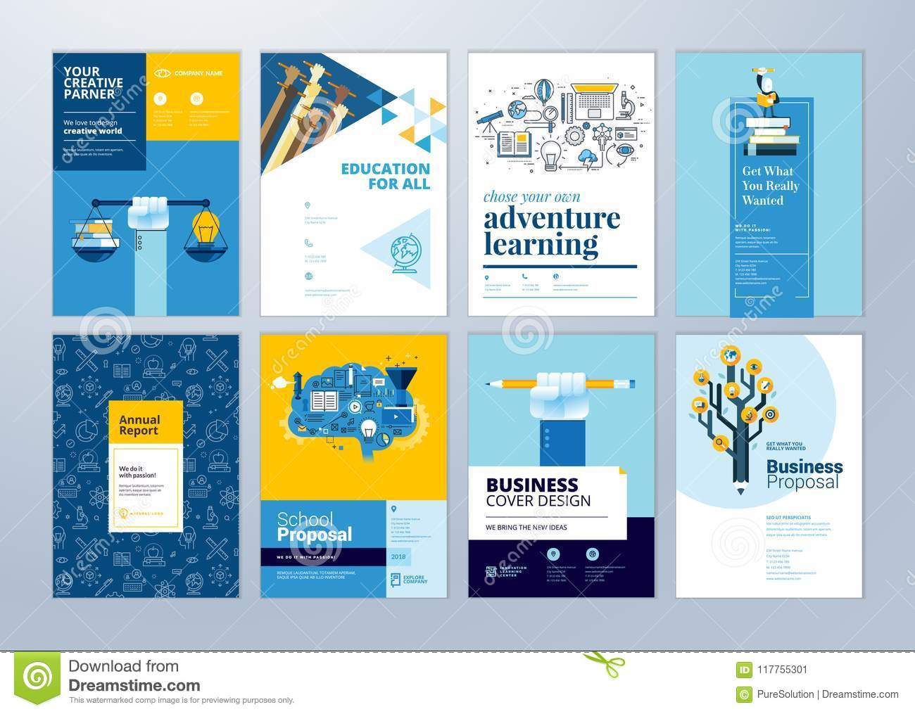 Set Of Brochure Design Templates On The Subject Of Education With Regard To School Brochure Design Templates