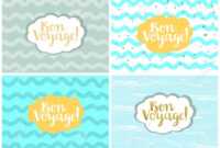 Set Of Four Cards, Vector Templates. Bon Voyage. with regard to Bon Voyage Card Template