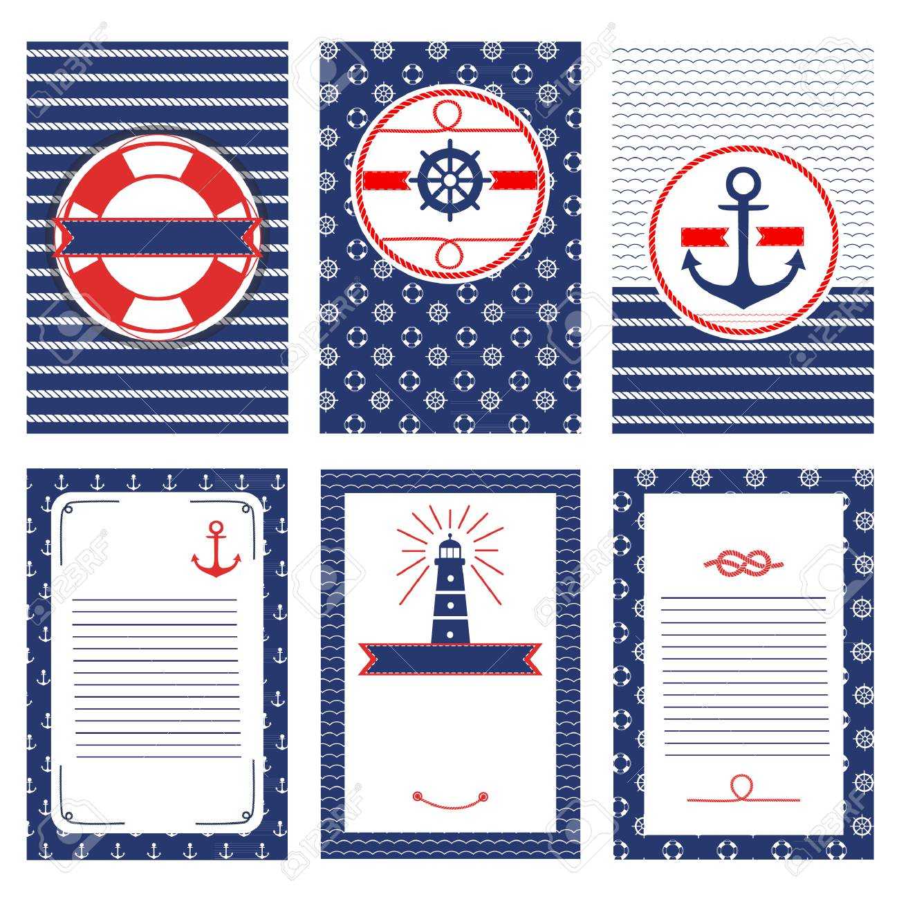 Set Of Nautical And Marine Banners And Flyers. Templates With.. Intended For Nautical Banner Template