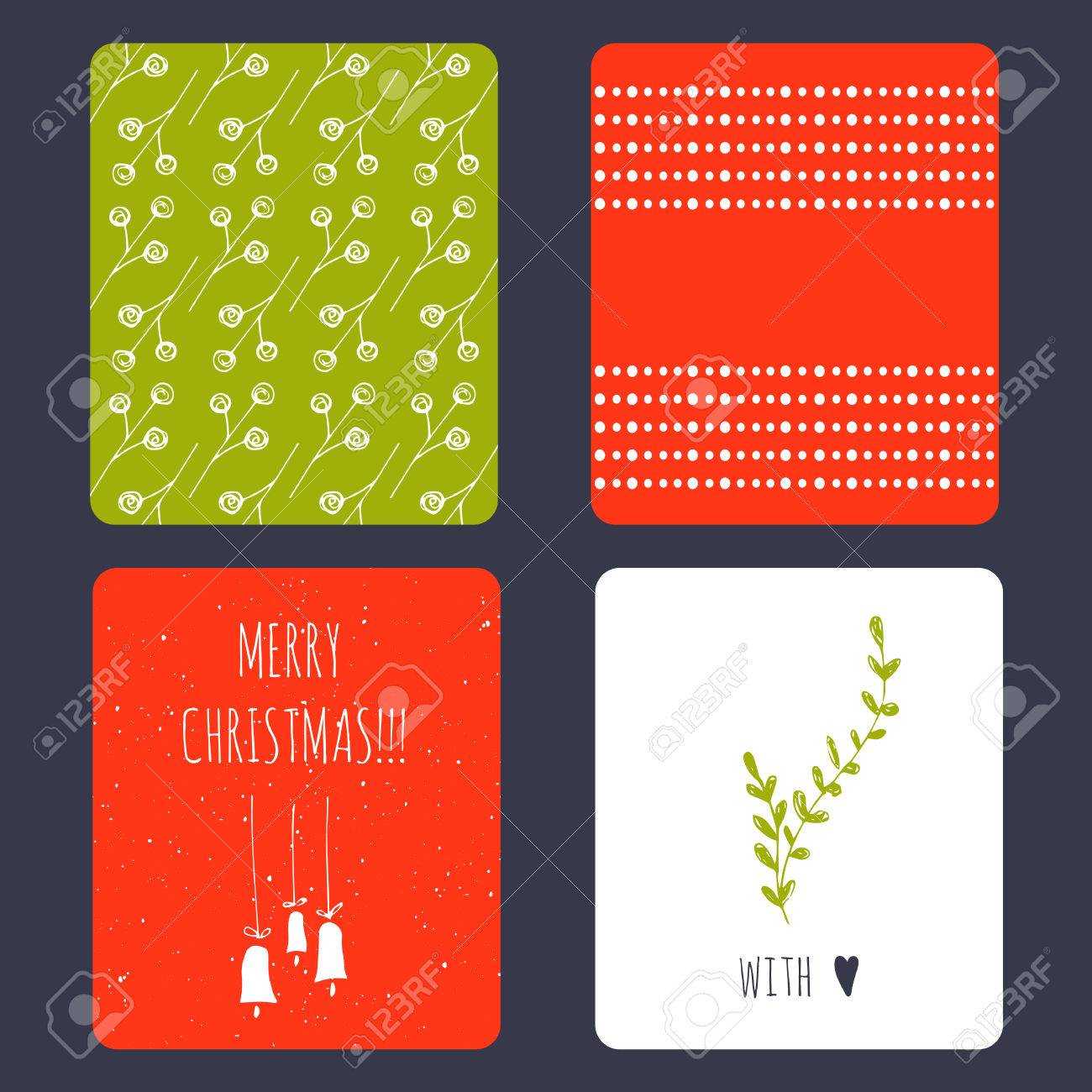 Set Of Winter Small Card Templates. Collection For Christmas With Regard To Small Greeting Card Template