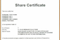 Share Certificate Template Companies House within Share Certificate Template Companies House