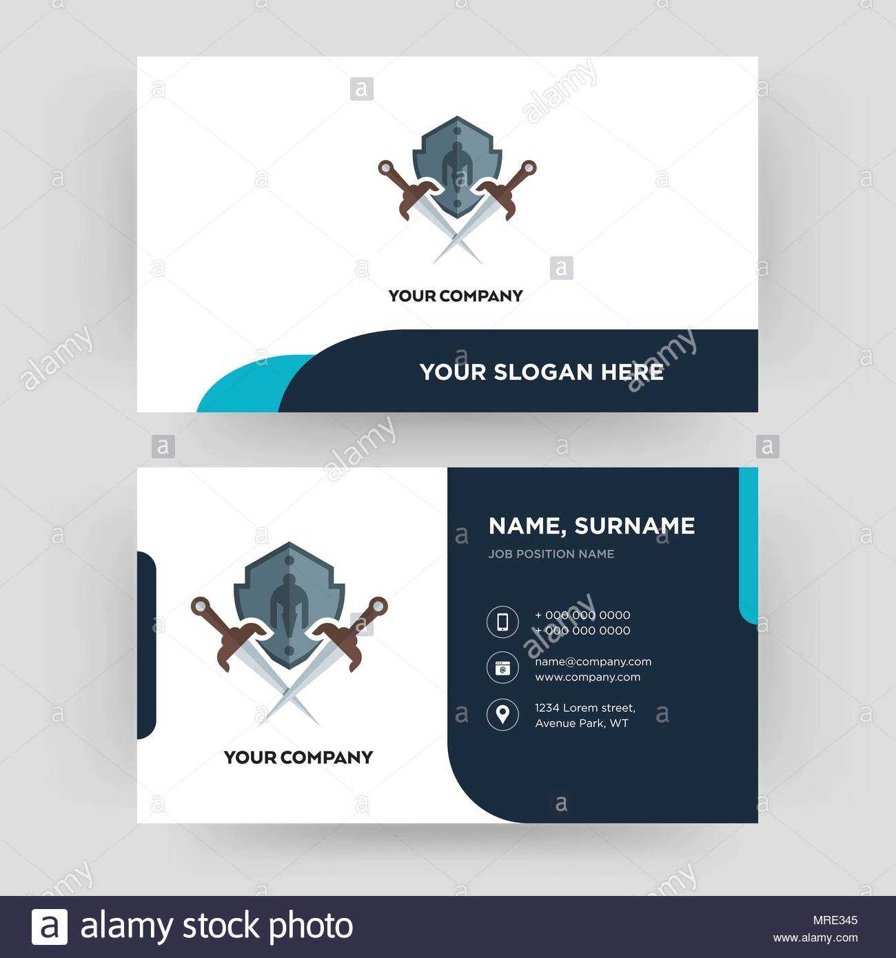 Shield And Sword, Business Card Design Template, Visiting Regarding Shield Id Card Template