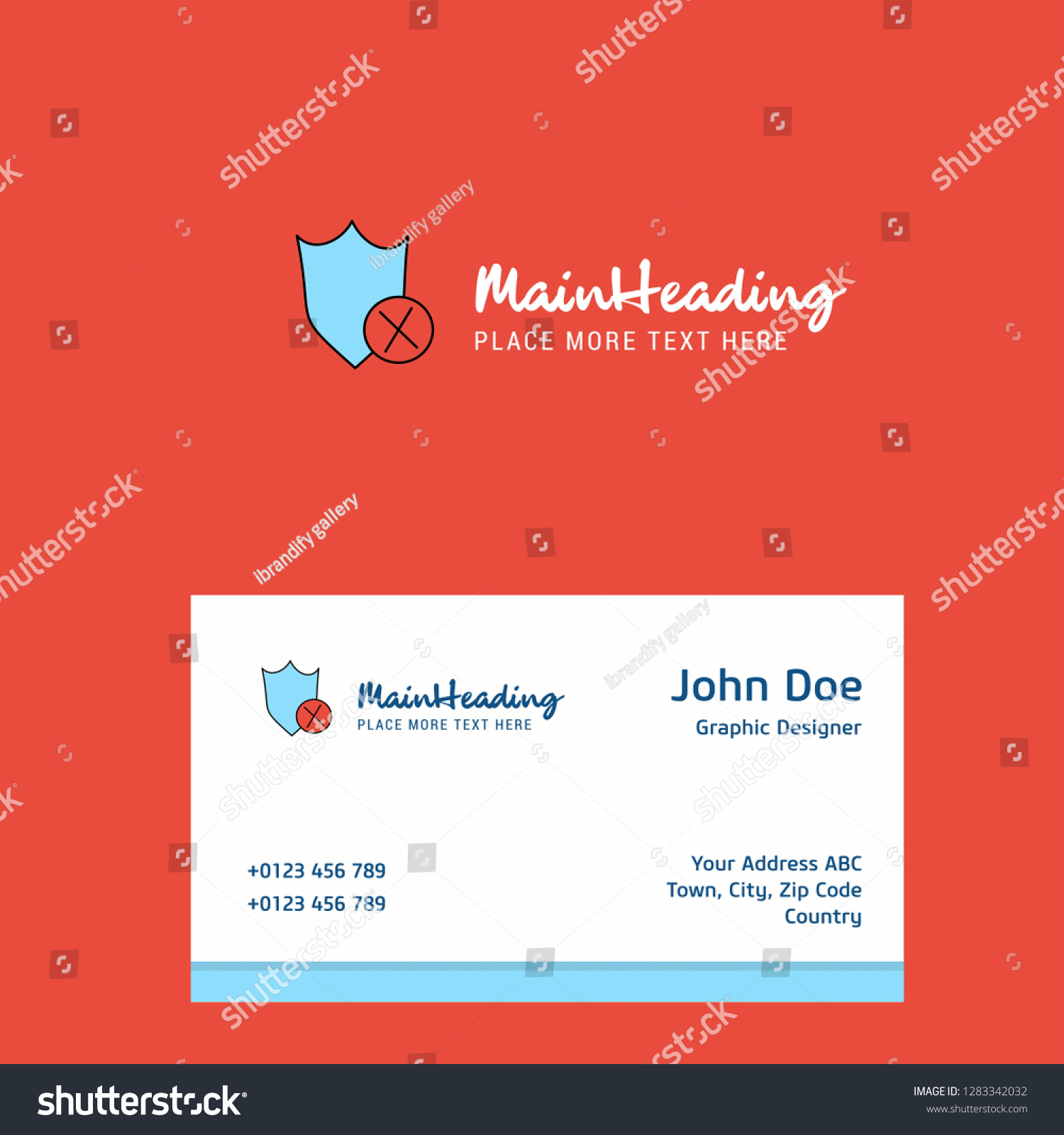 Shield Logo Design Business Card Template Stock Vector Pertaining To Shield Id Card Template