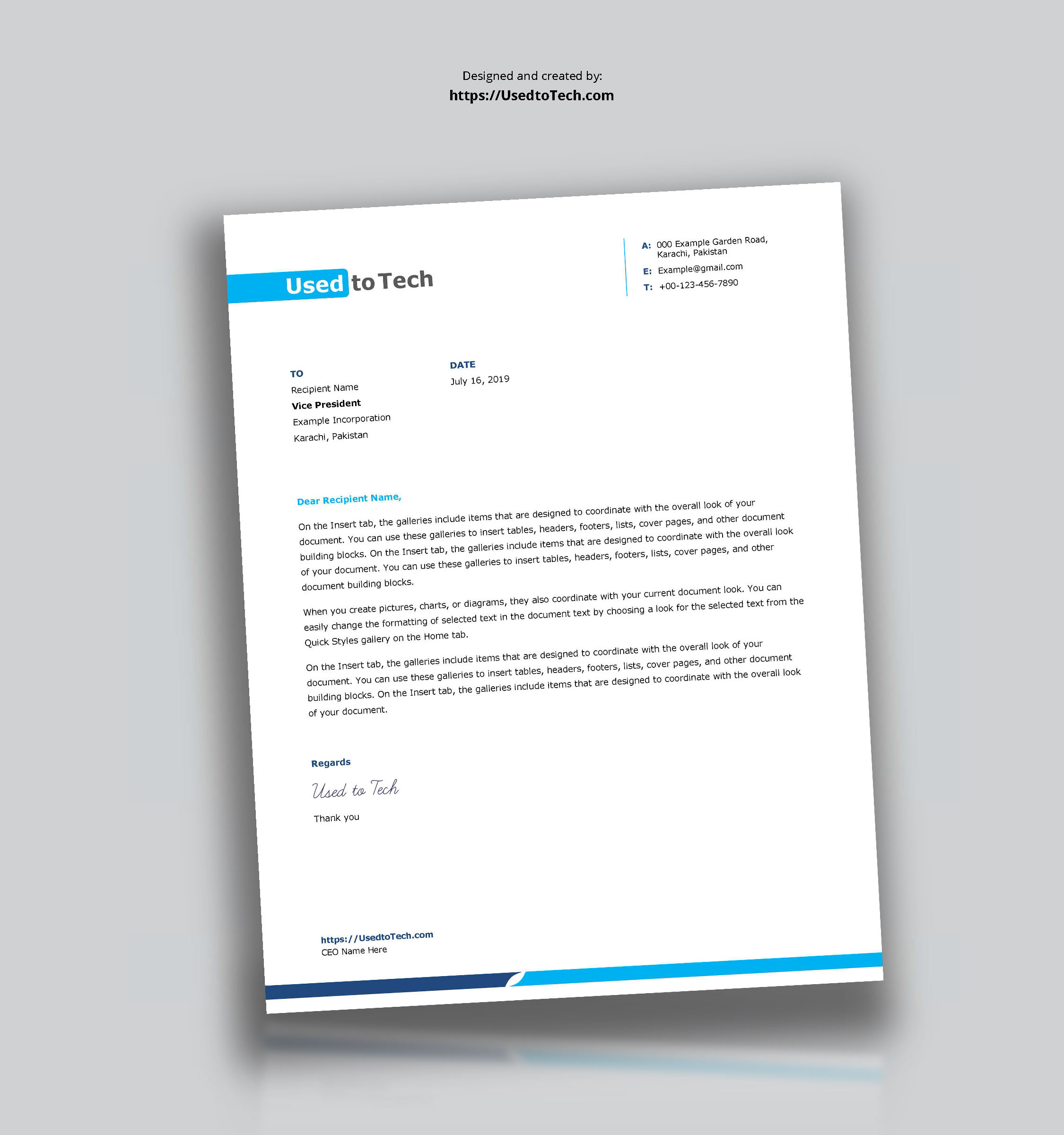 Simple And Clean Word Letterhead Template – Free – Used To Tech Throughout Free Letterhead Templates For Microsoft Word