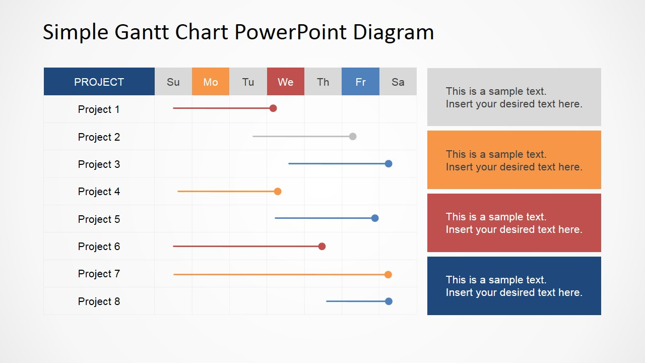 Simple Gantt Chart Powerpoint Diagram Inside Project Schedule Template Powerpoint