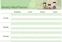Simple Meal Planner inside Meal Plan Template Word
