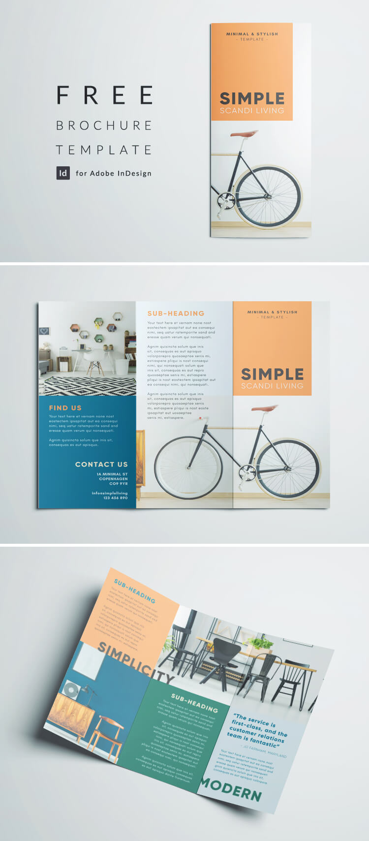 Simple Tri Fold Brochure | Free Indesign Template Intended For 3 Fold Brochure Template Free Download
