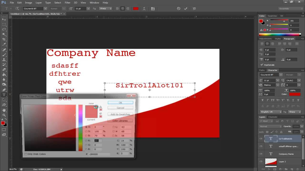 Simple Tutorials – Photoshop Cs6 – Making A Buisness Card Intended For Photoshop Cs6 Business Card Template