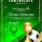 Soccer Certificate Diploma With Golden Cup Vector. Football Regarding Soccer Certificate Template Free
