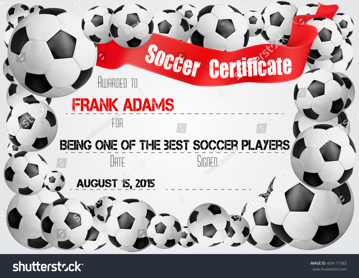 Soccer Certificate Template Football Ball Icons Stock Vector Inside Soccer Certificate Template Free