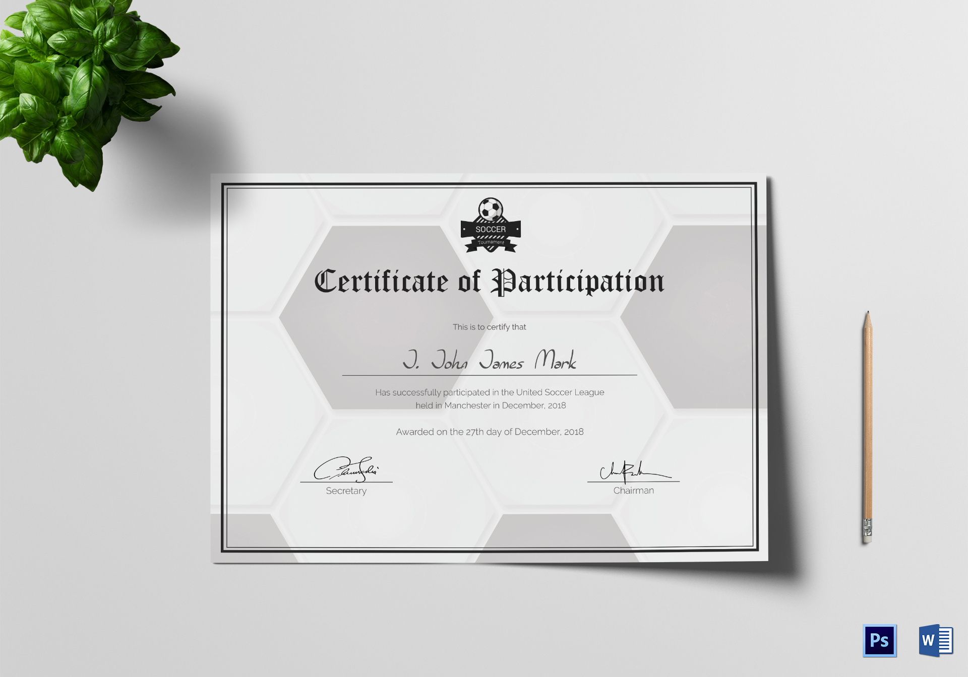 Soccer Participation Certificate Template Within Soccer Certificate Templates For Word
