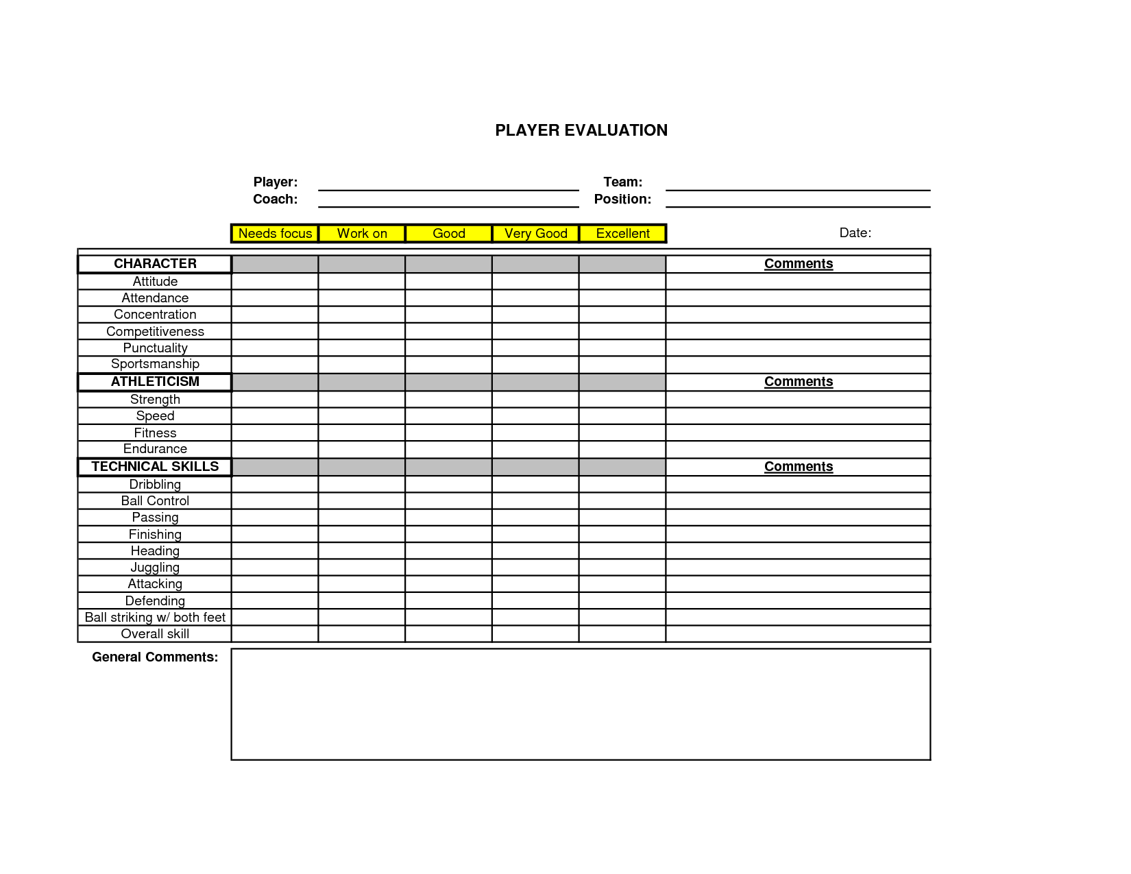 Soccer Player Evaluation Form – Google Search | My Life Of Regarding Soccer Report Card Template