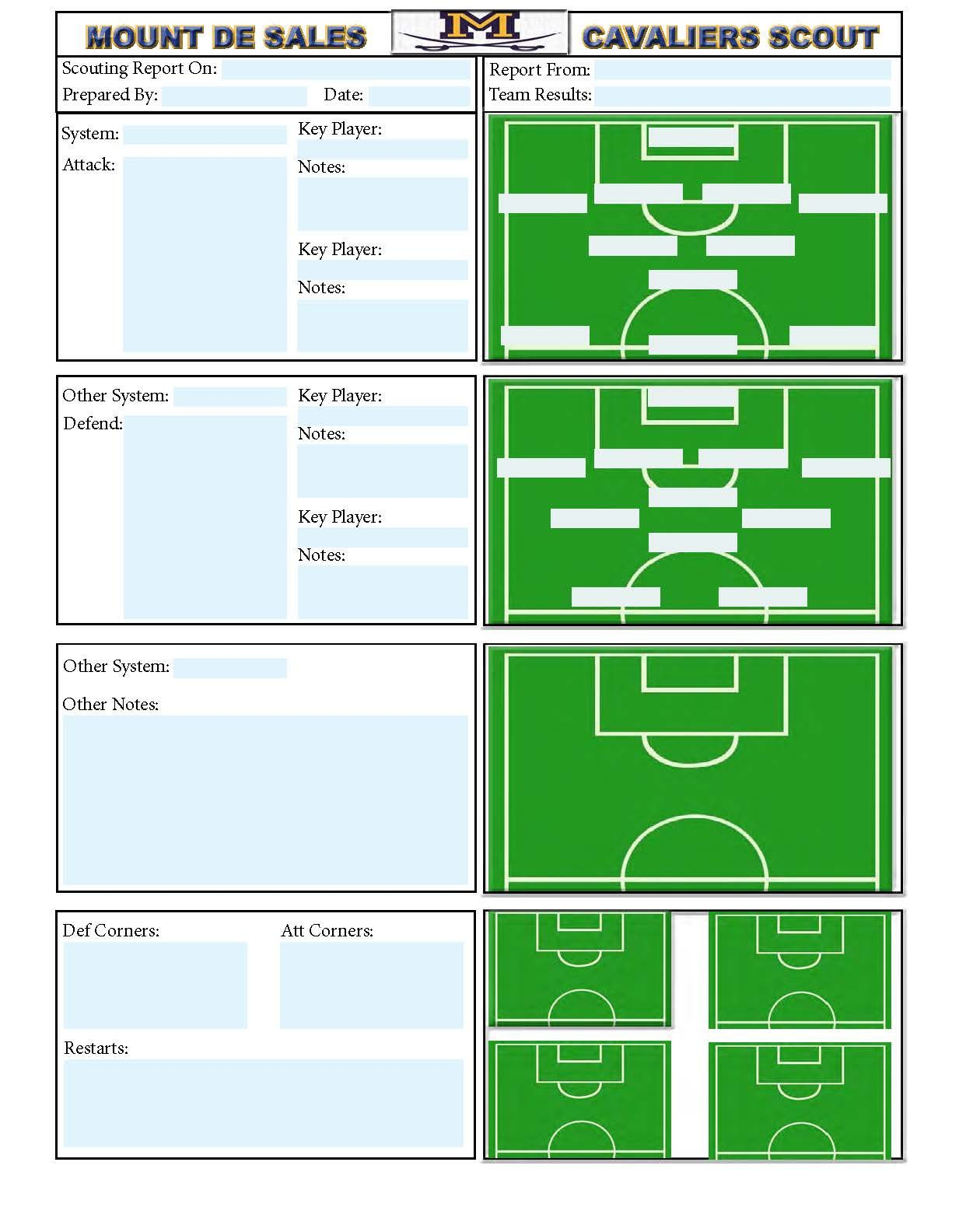 Soccer Scouting Template | Other Designs | Football Coaching For Scouting Report Template Basketball