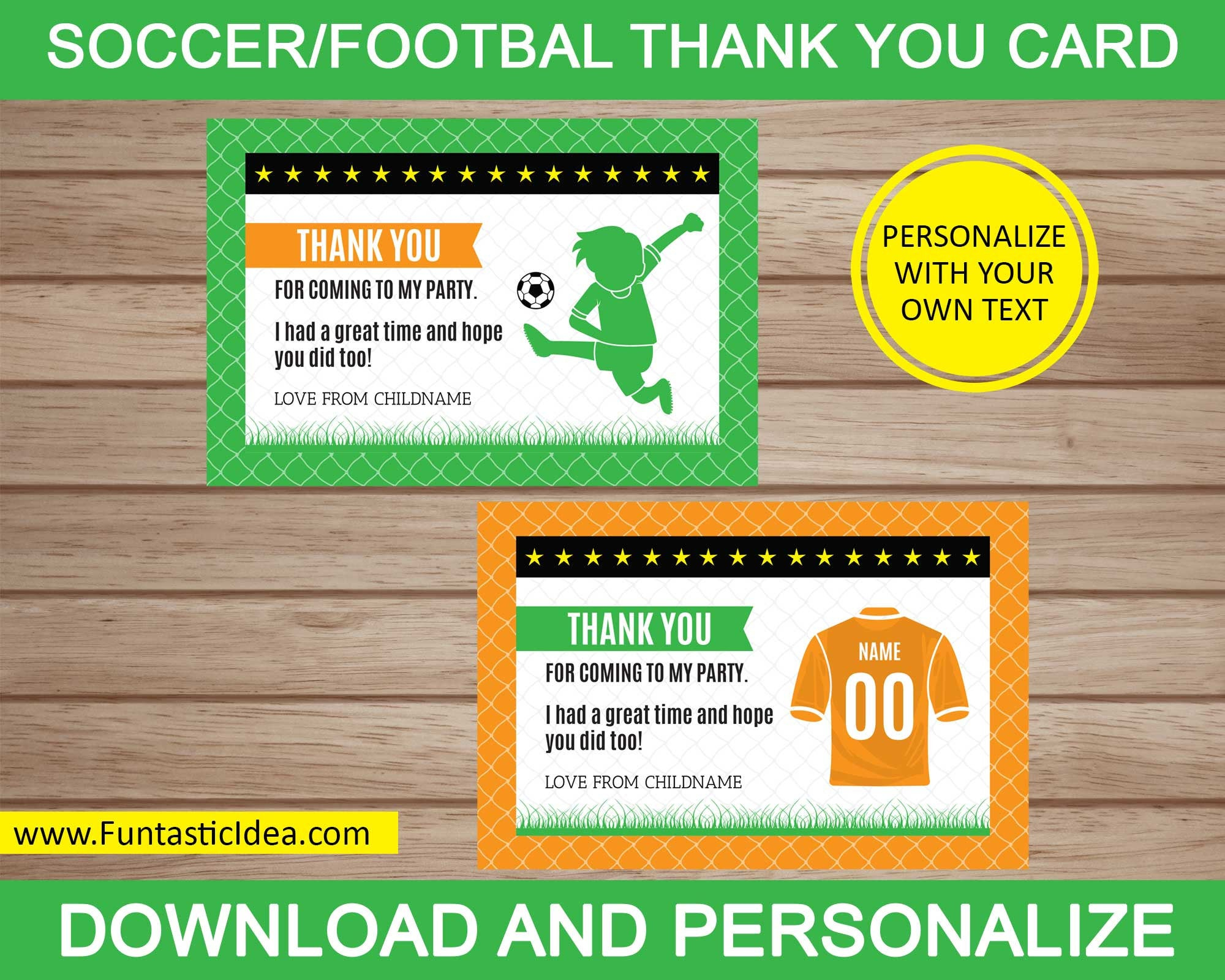 Soccer Thank You Cards, Soccer Thank You Notes, Soccer Thank You Card,  Soccer Birthday Party | Instant Download Pdf Printable Inside Soccer Thank You Card Template