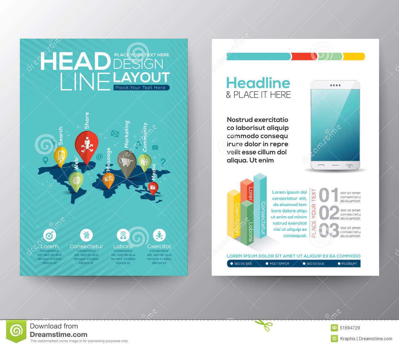 Social Network Concept Brochure Flyer Design Layout Template Inside Social Media Brochure Template