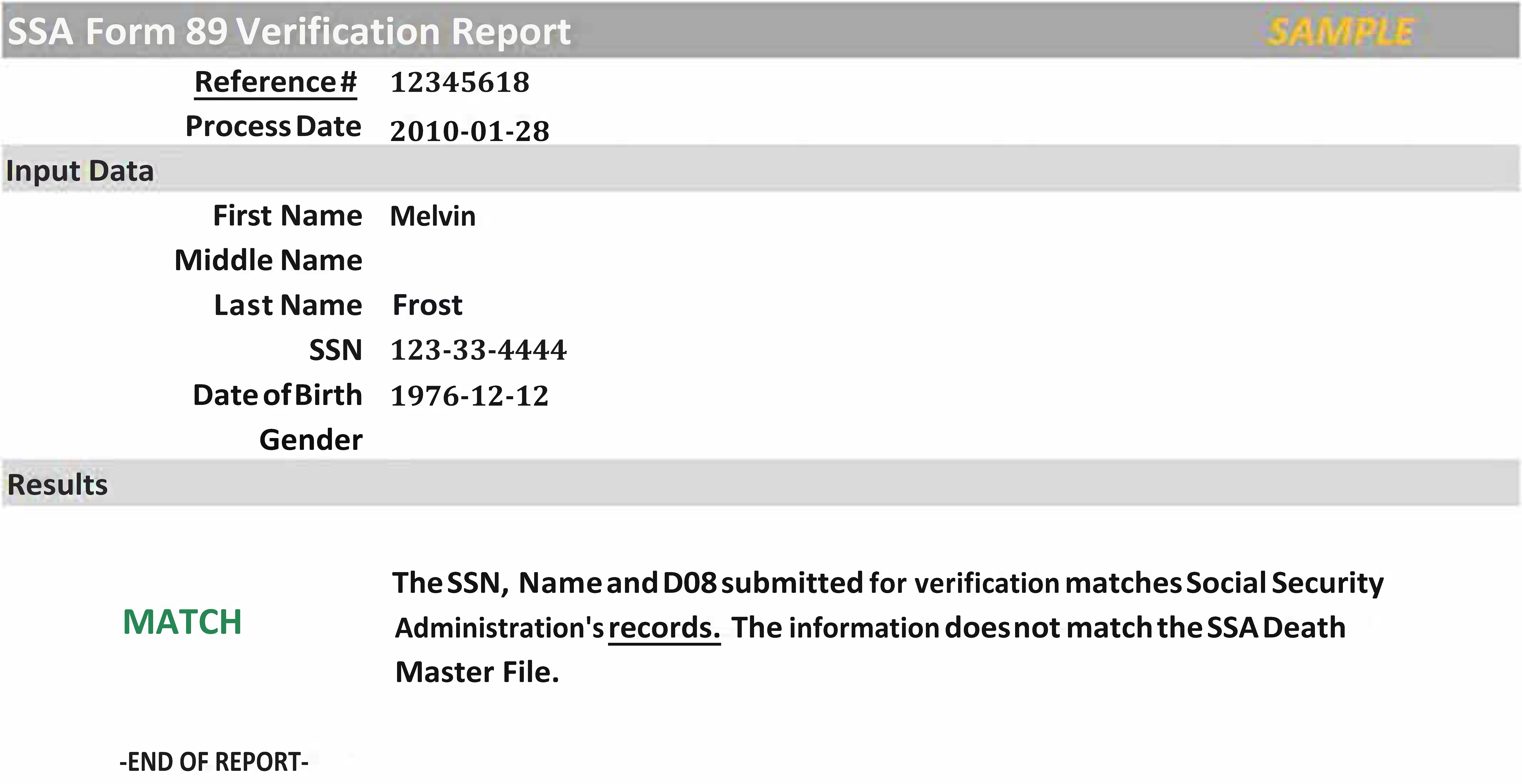 Social Security Verification (Ssa 89) | Credit Technologies Within Social Security Card Template Pdf