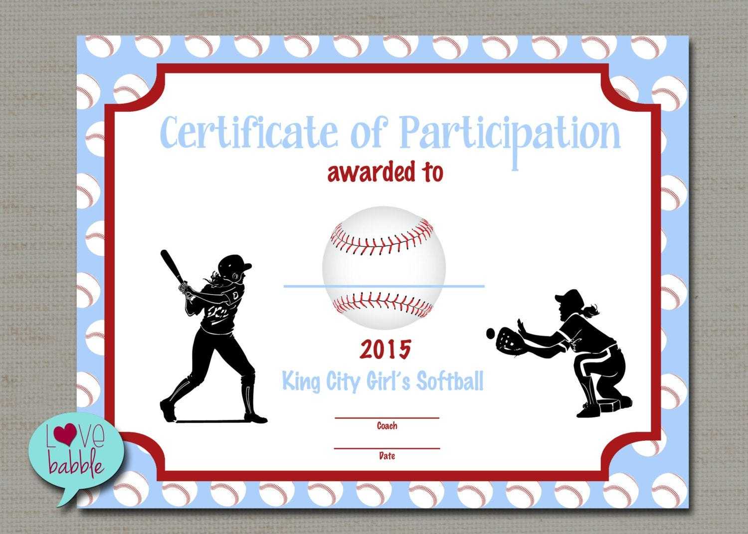 Softball Certificate Templates – Atlantaauctionco With Free Softball Certificate Templates