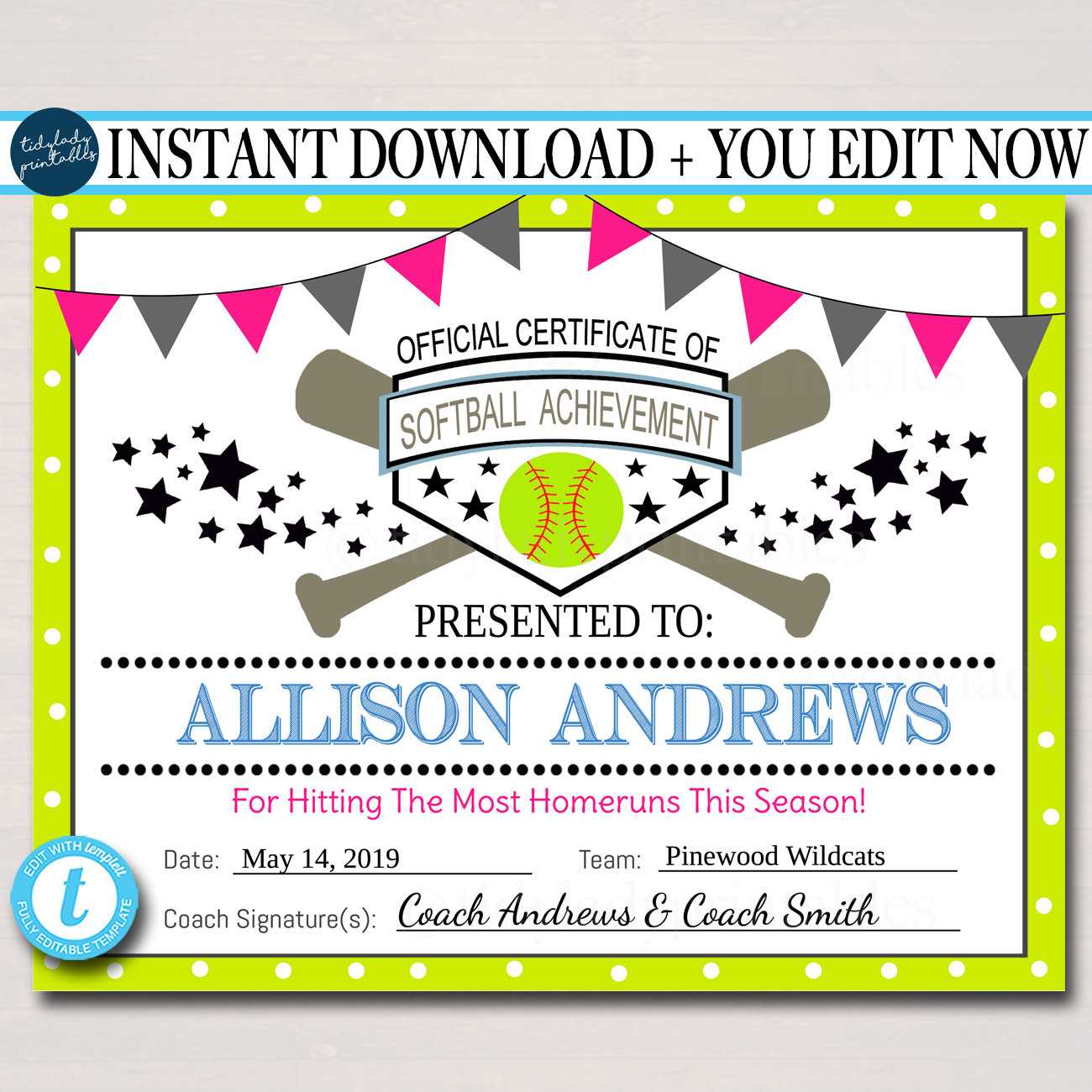 Softball Certificate Templates – Atlantaauctionco With Regard To Softball Award Certificate Template